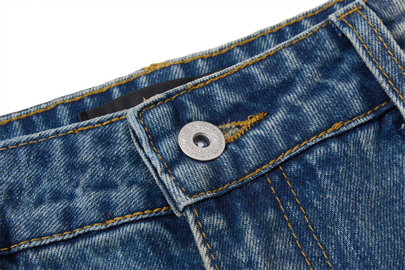 Vaqueros azules para hombre – Pantalón vaquero recto vintage lavado, de pierna ancha y corte baggy