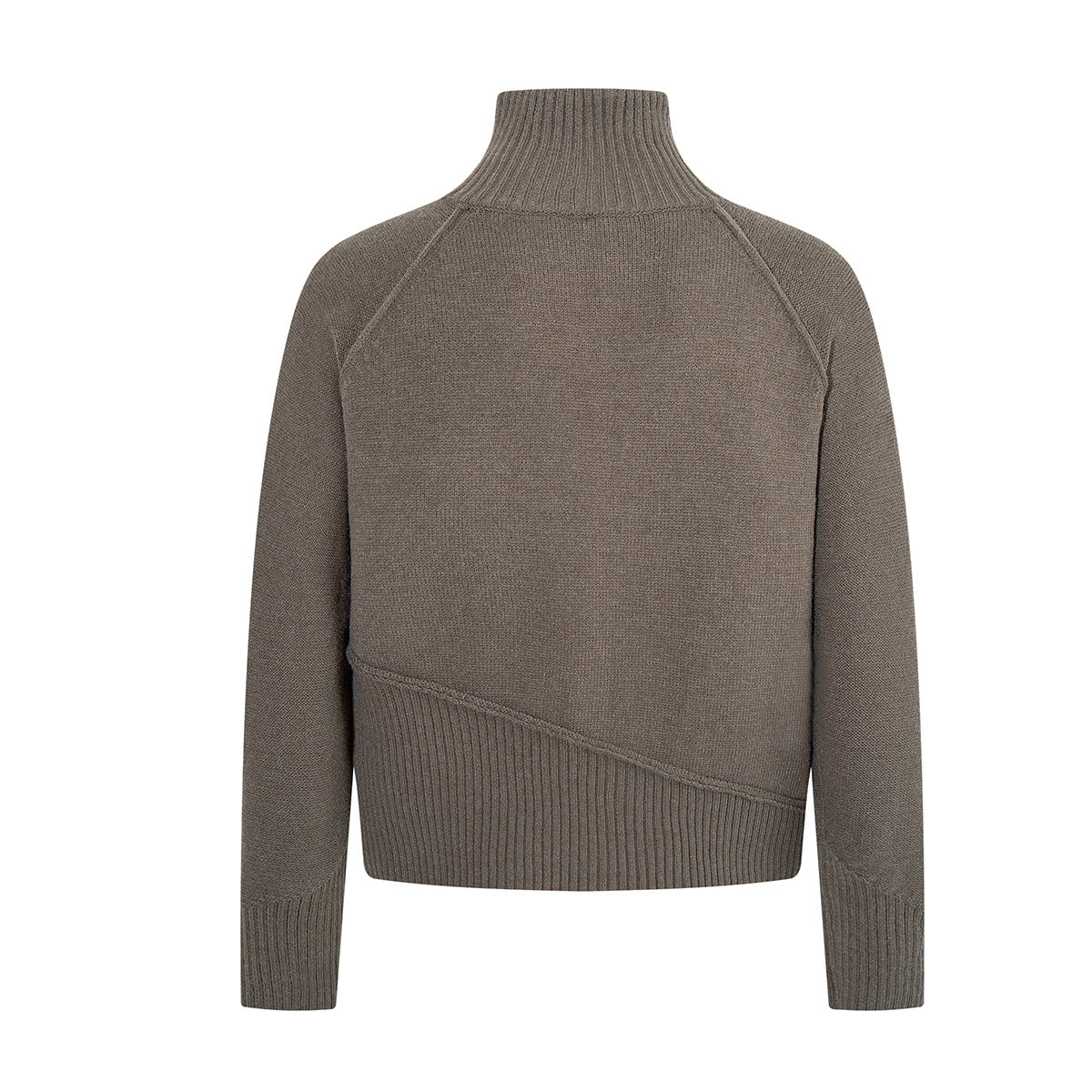 Veste pull en maille à col montant et zip intégral avec bas côtelé