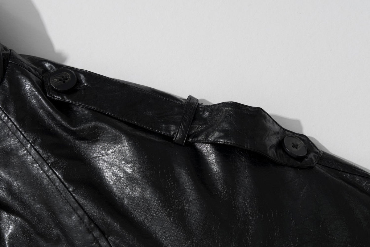Sherpa Lined Leather Jacket – Black Faux Leather Cropped Bomber with Fleece