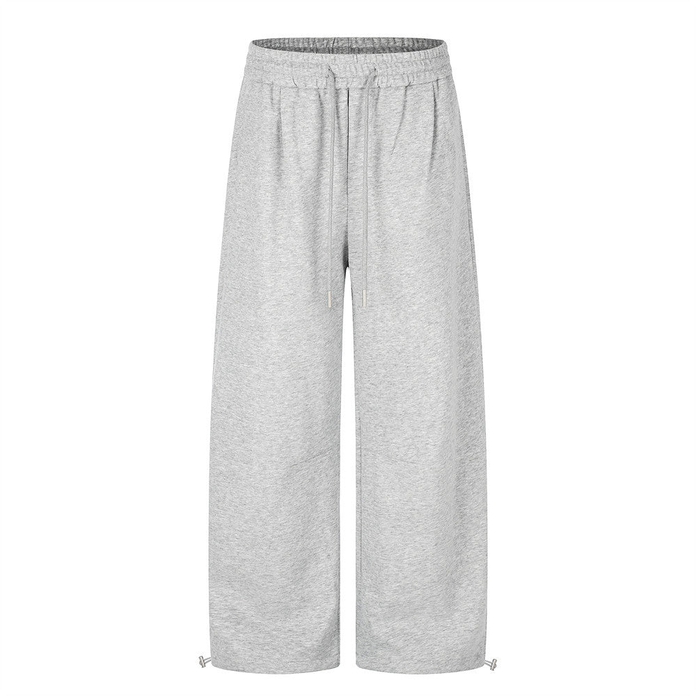 Men's Wide-Leg Sweatpants with Elastic Waist & Drawstring – Straight-Fit Casual