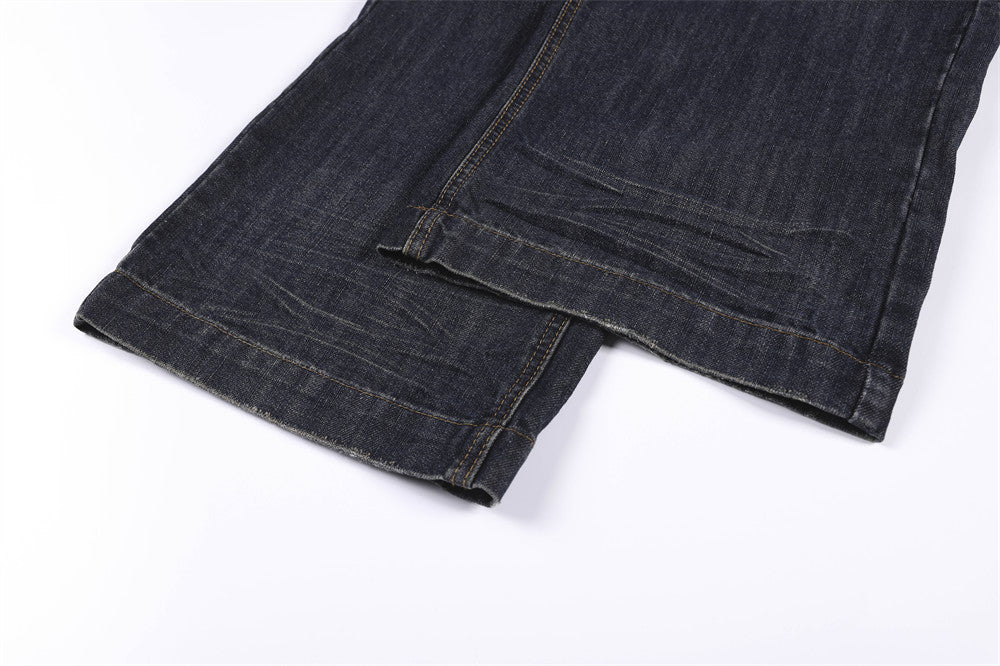 Wide-Leg Jeans with Union Jack Leather Waistband Detail