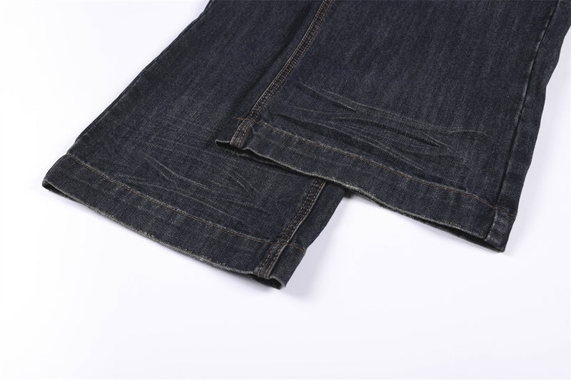 Wide-Leg Jeans with Union Jack Leather Waistband Detail