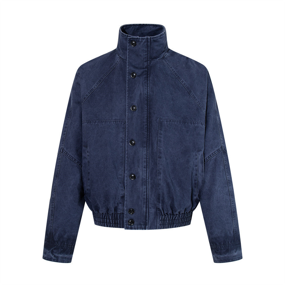 Blouson bomber en canvas lavé à col montant – Style workwear oversize