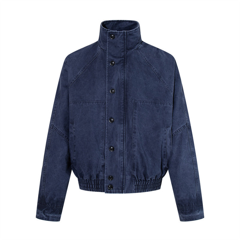 Blouson bomber en canvas lavé à col montant – Style workwear oversize