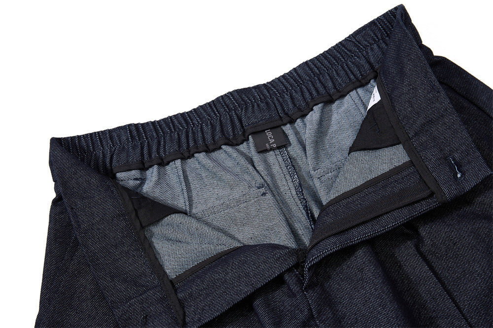 Wide-Leg Pleated Cropped Shorts with Belt – Men's Relaxed Fit