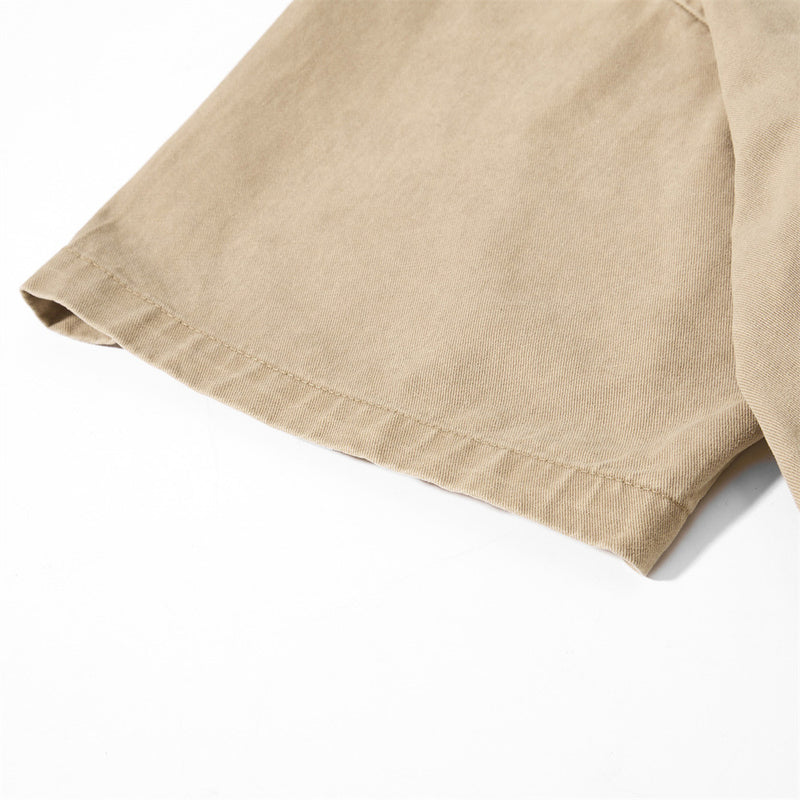 Mafa Vintage Racing Embroidered Short Sleeve Shirt – Washed Khaki Workwear Style