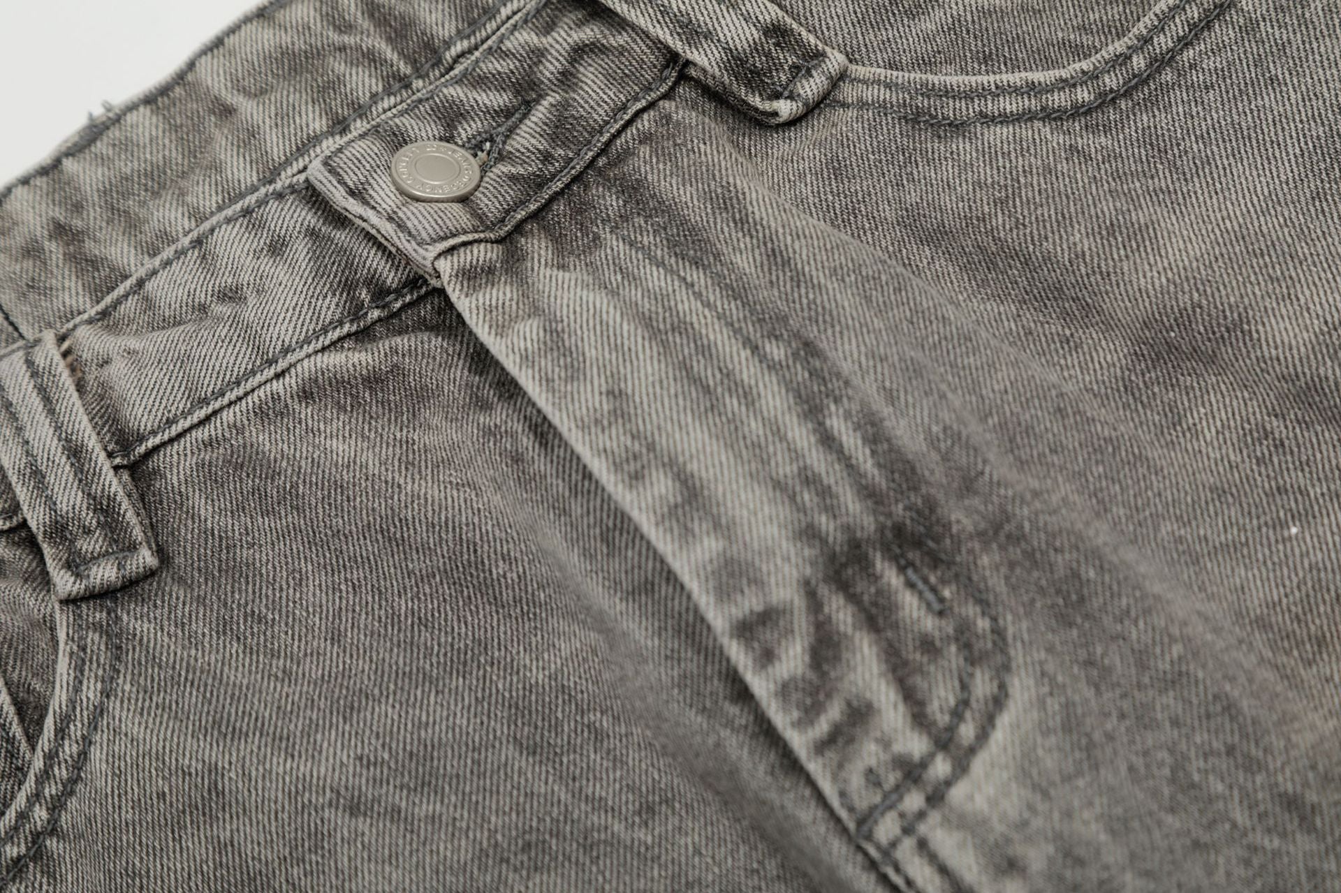 Jean baggy à jambes larges – Denim gris délavé à l’acide avec éclaboussures de peinture