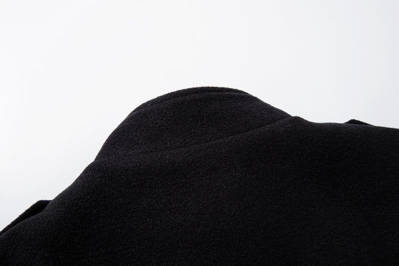 Veste militaire en laine pour homme – Noire, croisée, col montant et coupe courte