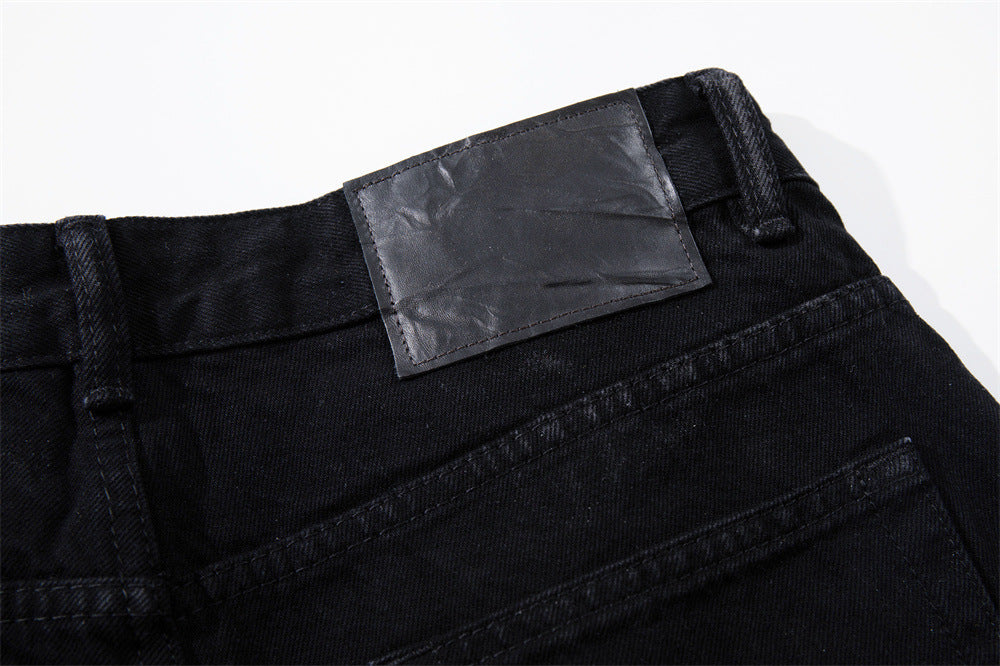 Wide-Leg Jeans with Chaotic Needle Embroidery & Star Patches
