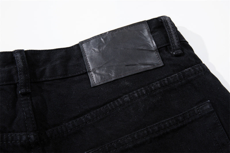 Wide-Leg Jeans with Chaotic Needle Embroidery & Star Patches