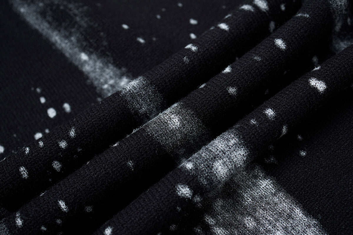 Pull en maille col rond éclaboussures d’encre – Motif peinture déstructuré