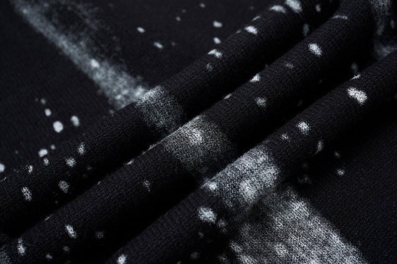 Pull en maille col rond éclaboussures d’encre – Motif peinture déstructuré