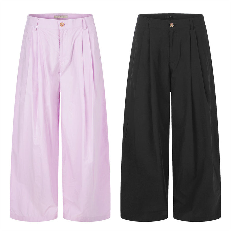 Wide-Leg Pleated Trousers – High-Street Drape Fit Pants