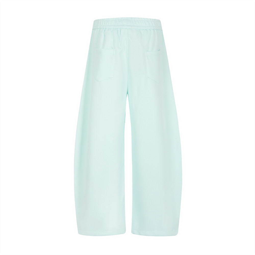 Polka Dot Tie-Waist Wide Leg Sweatpants – Unisex Colorblock Baggy Pants