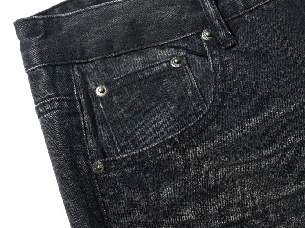 Black Baggy Jeans Men – Wide Leg Washed Vintage Distressed Denim