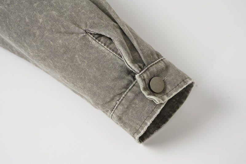 Acid Wash Colorblock Long Sleeve Sweatshirt with Cargo Pockets