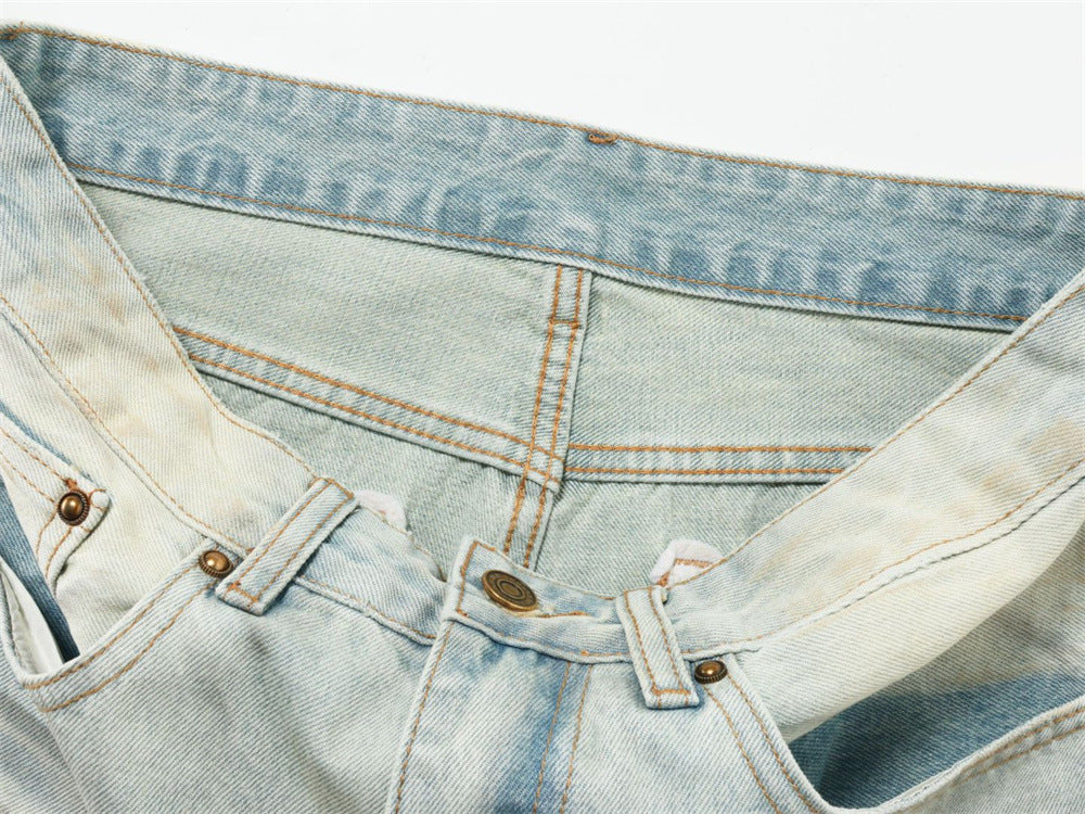 Baggy Pants for Men – Wide Leg Washed Light Blue Denim Jeans