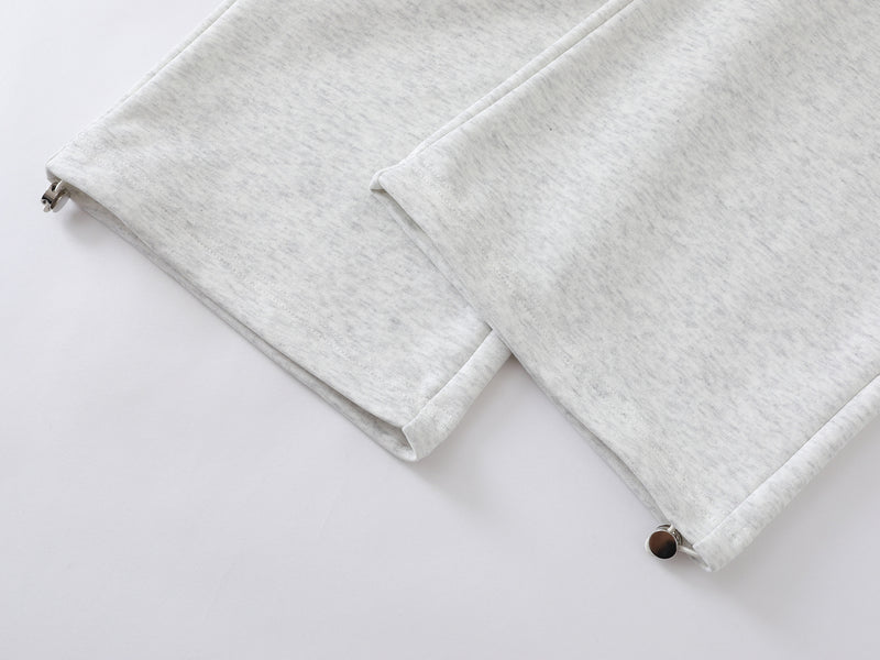 Pantalon de survêtement à jambes larges avec double ceinture et cordon tressé