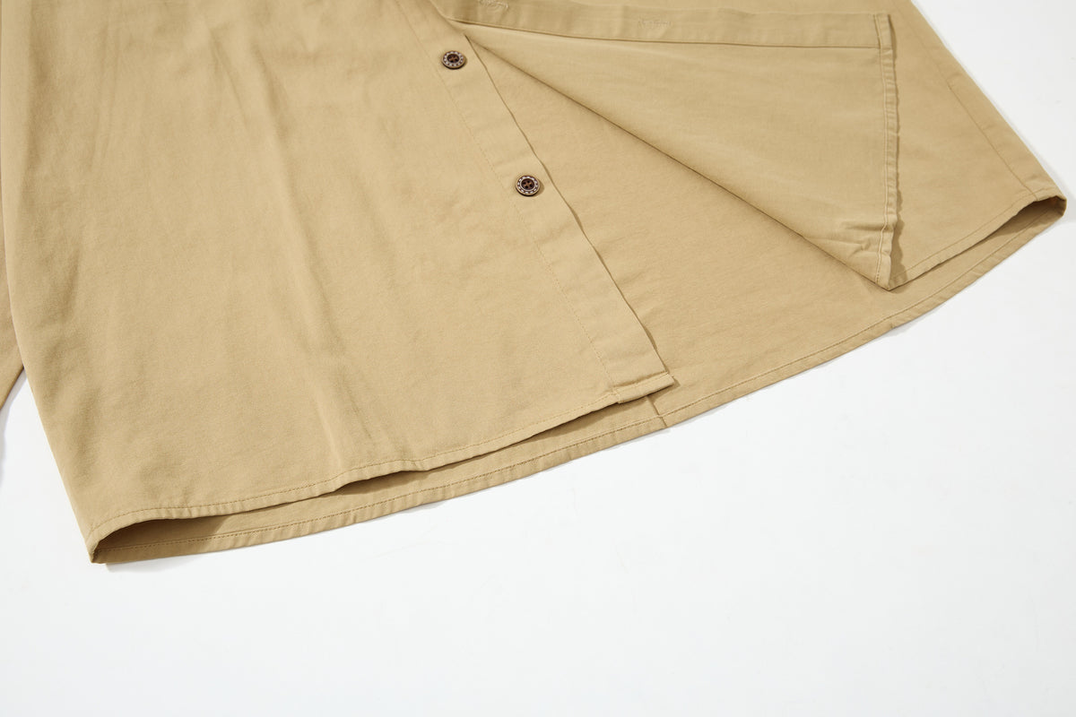 Tan Long Sleeve Shirt with Detachable Tie – Heart & Hook Embroidered Campus