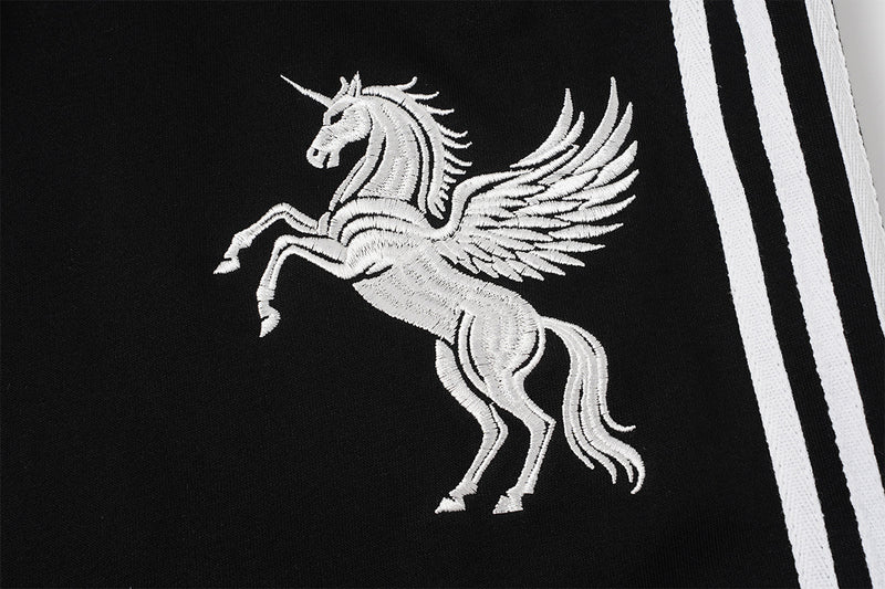 Wide Leg Sweatpants with Leopard Waistband & Pegasus Embroidery