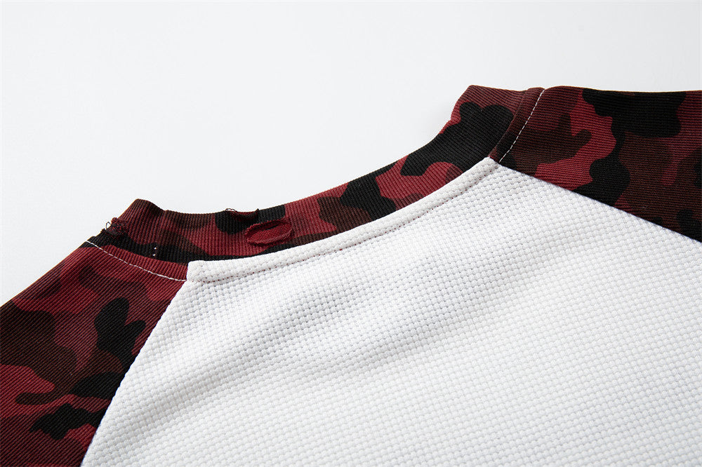Men's Camo Raglan Long Sleeve Shirt – Graphic Star & Knight Print
