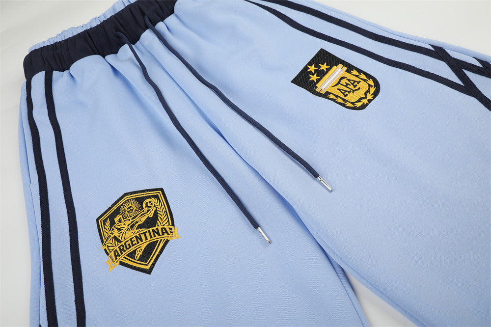 Wide-Leg Sweatpants with Badge Embroidery – Men's Streetwear Tapered Joggers