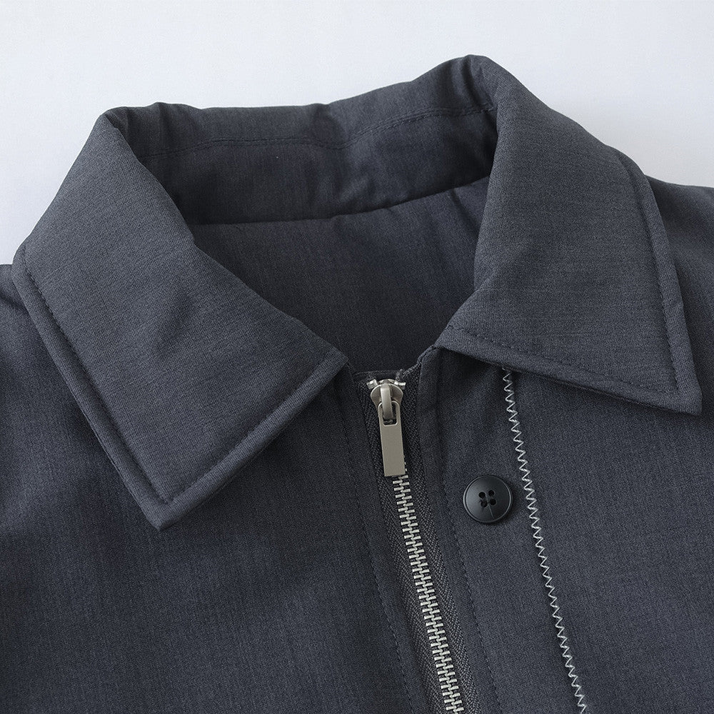 Blouson bomber pour homme à double zip et patte boutonnée – Gris