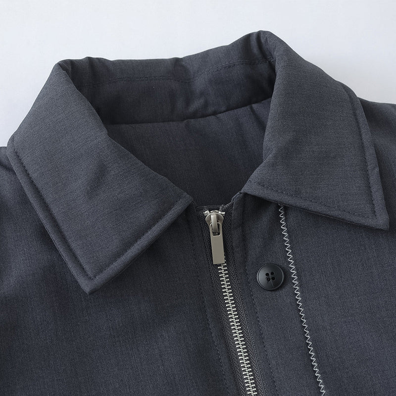 Blouson bomber pour homme à double zip et patte boutonnée – Gris