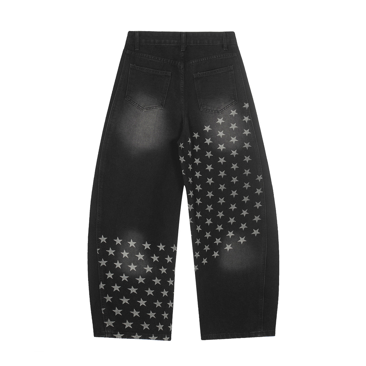 Baggy Star Print Jeans Wide-Leg Denim Pants
