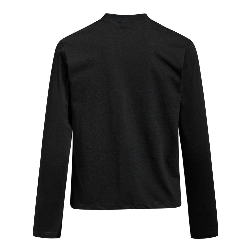 Men's Long Sleeve Graphic Tee – Bold Letter Print Mock Neck Top