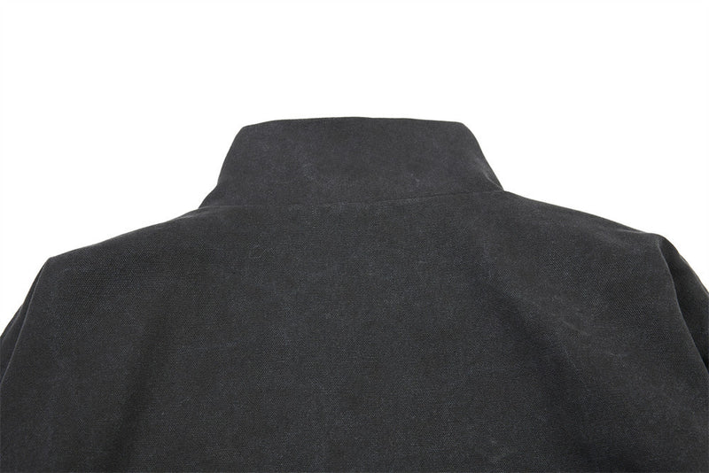 Men's Stand Collar Bomber Jacket with Sculptural Seam Detail