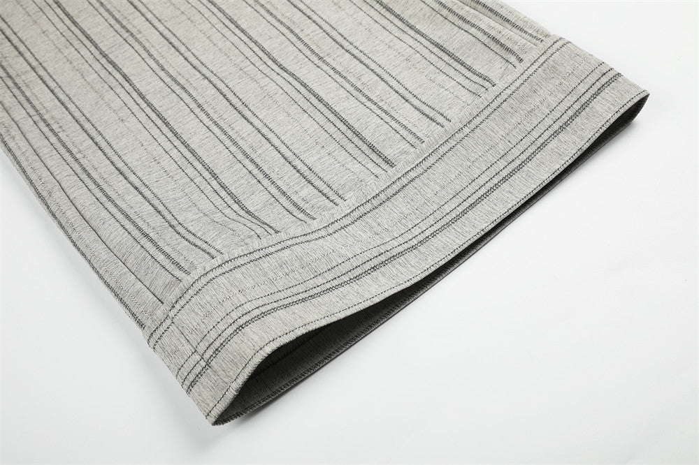 Wide-Leg Striped Trousers – Button-Fly Pleated Straight-Cut Pants