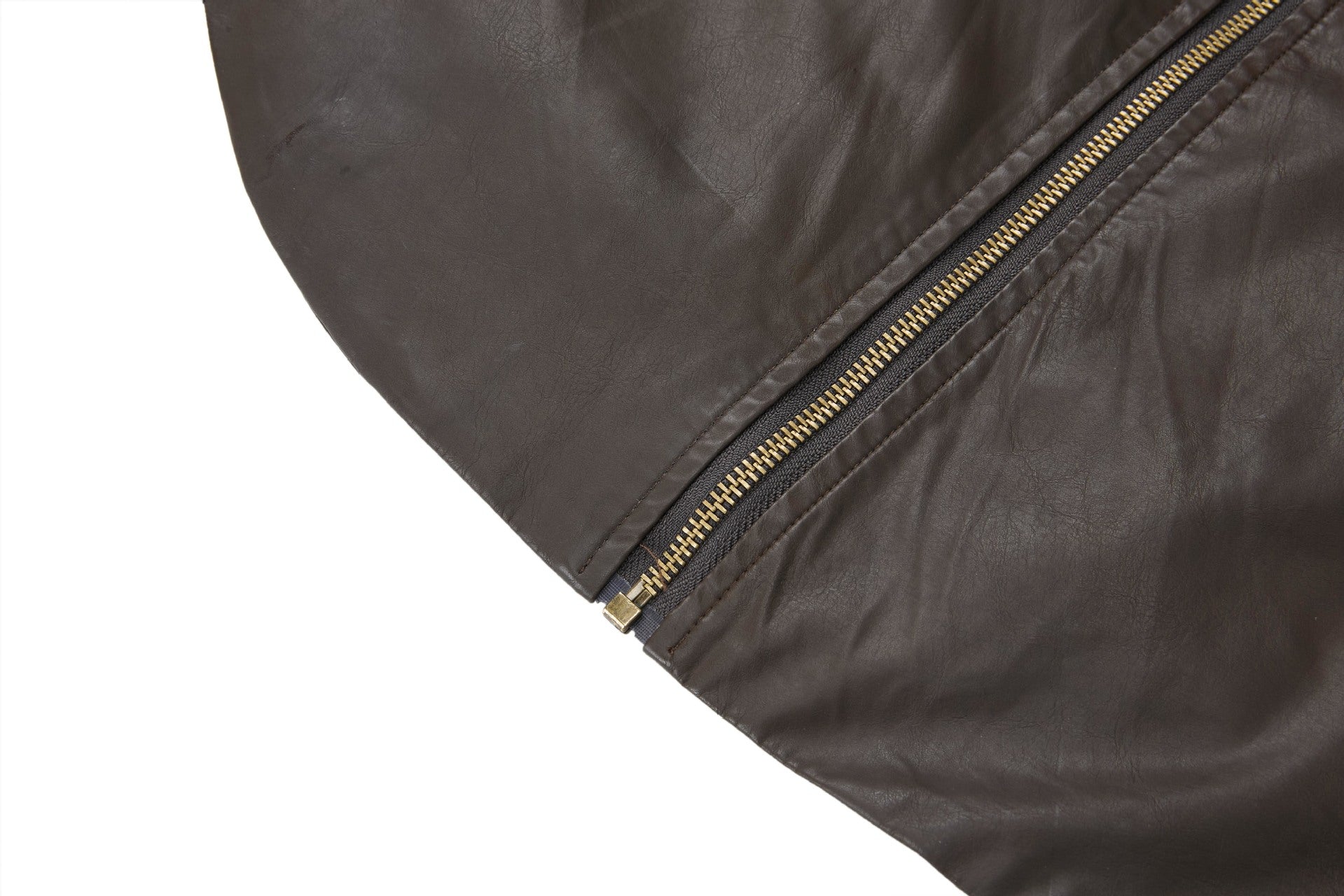 Veste moto en simili cuir – Col montant, poches zippées déconstruites, style biker rétro