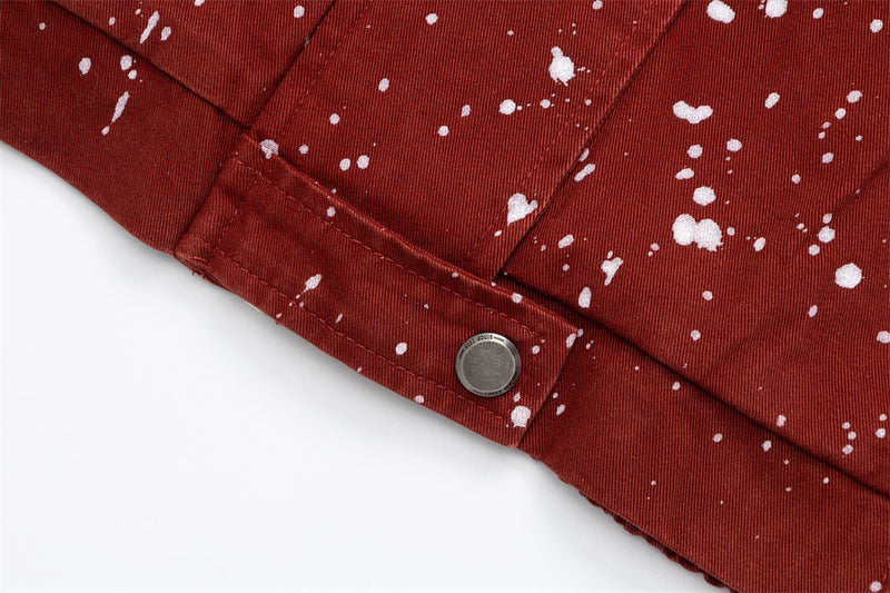 Paint Splatter Stand-Collar Jacket – Oversized Relaxed Fit