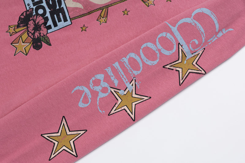 Camiseta Vintage de Manga Larga con Gráfico Moto – Estampado del Concierto de Jimi Hendrix de 1967