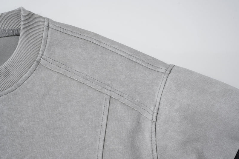 Sudadera efecto superpuesto de lavado ácido con mangas de pana – Deconstruida