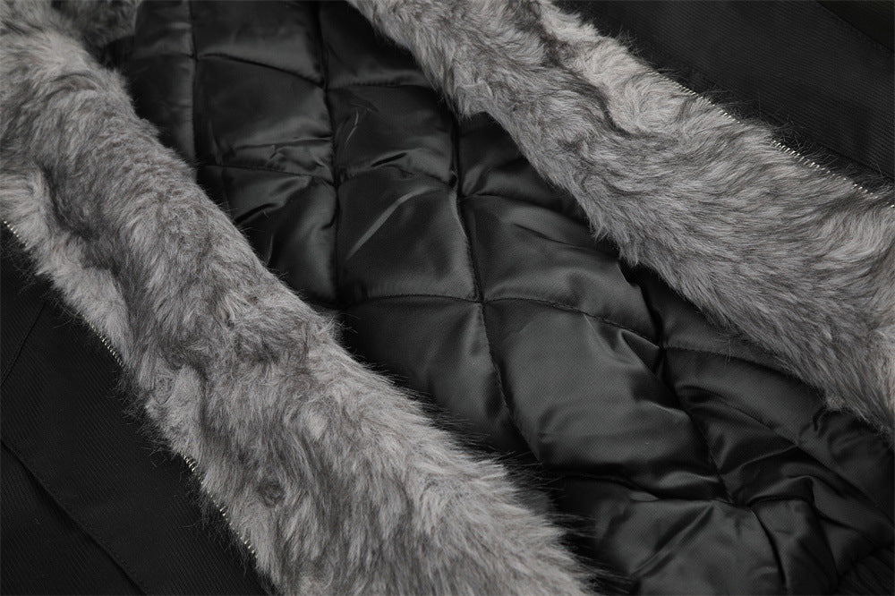 Faux Fur Collar Bomber Jacket – Men's Oversized Short Padded Coat