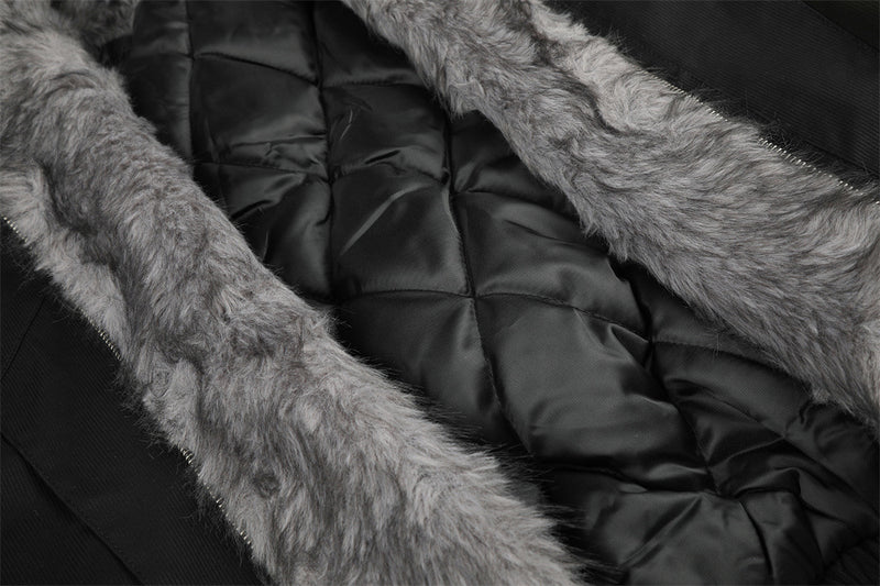 Faux Fur Collar Bomber Jacket – Men's Oversized Short Padded Coat