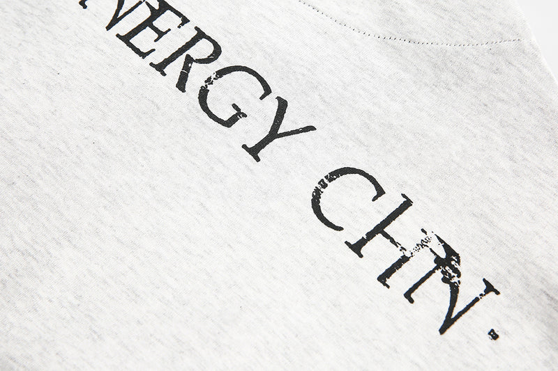 T-shirt graphique manches longues avec col zippé à rivets – Imprimé Black Energy CHN