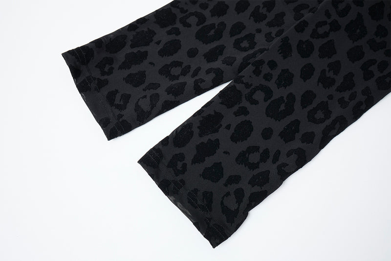 Leopard Print Turtleneck Long Sleeve Slim-Fit Shirt