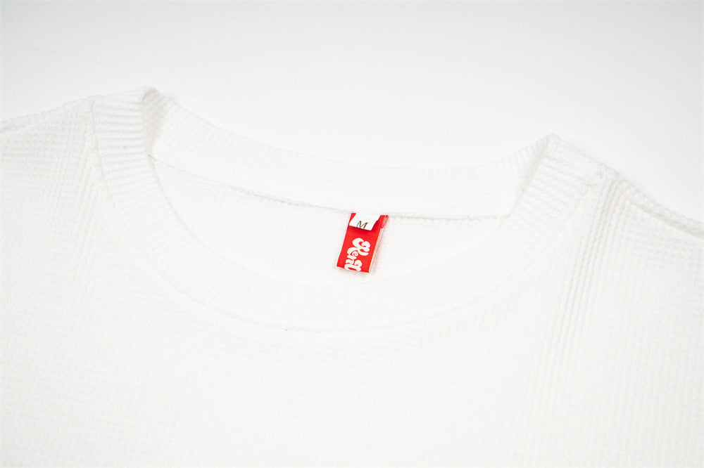 Union Jack Graphic Long Sleeve Waffle-Knit Tee – Relaxed Fit