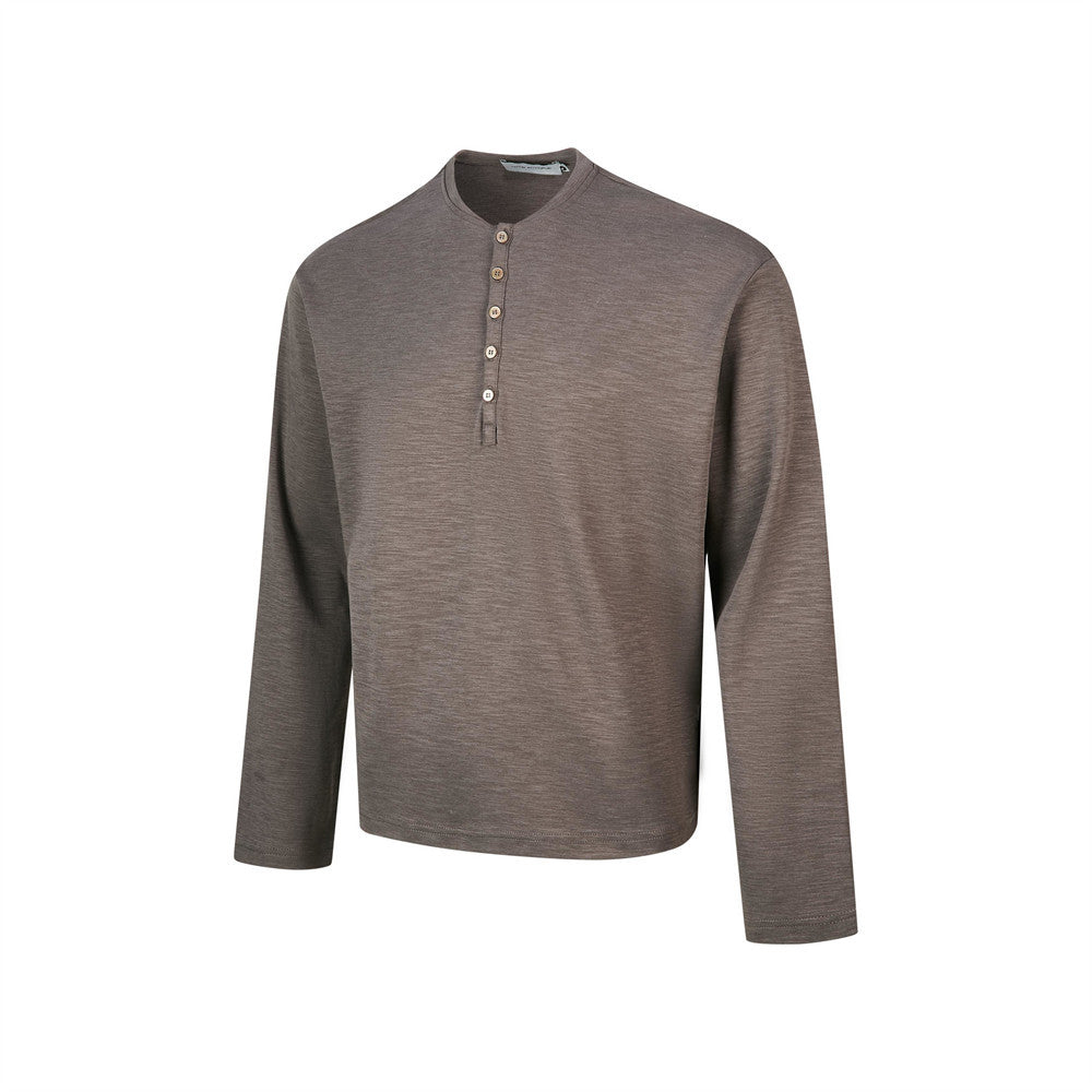 Men's Long Sleeve Henley Shirt – Relaxed Fit Button Placket