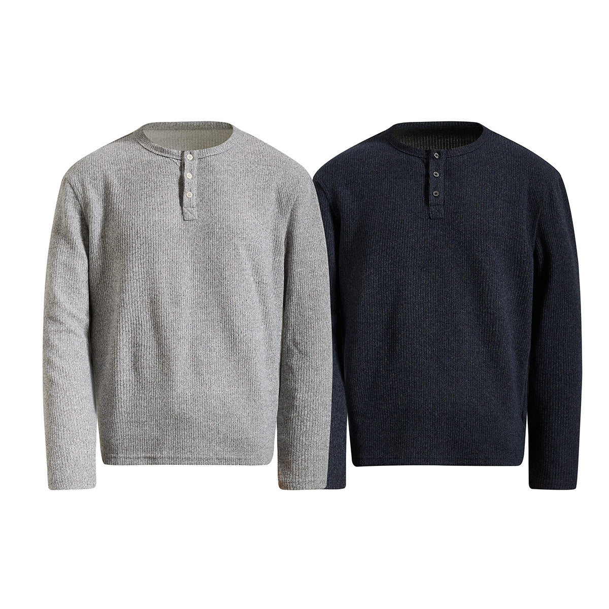 Men's Ribbed Henley Long-Sleeve Shirt – Vintage American Style