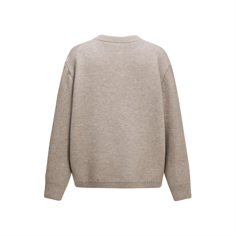 Men's Crewneck Knit Cardigan Sweater with Floral Buttons
