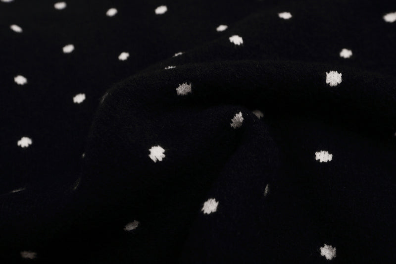 Polka Dot Knit Cardigan Sweater – Cropped Button-Up Vintage Style