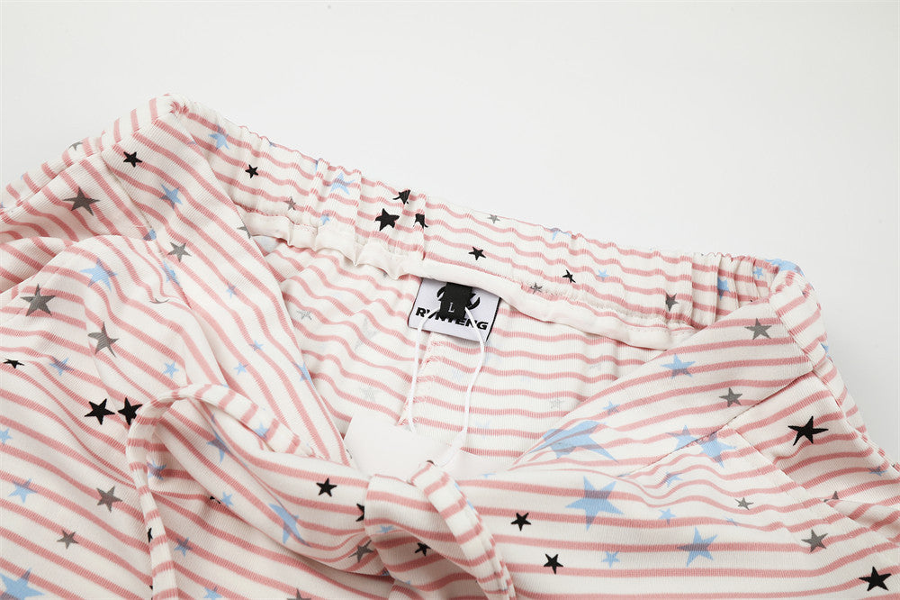 Star & Stripe Wide-Leg Lounge Pants – Flared Casual Trousers
