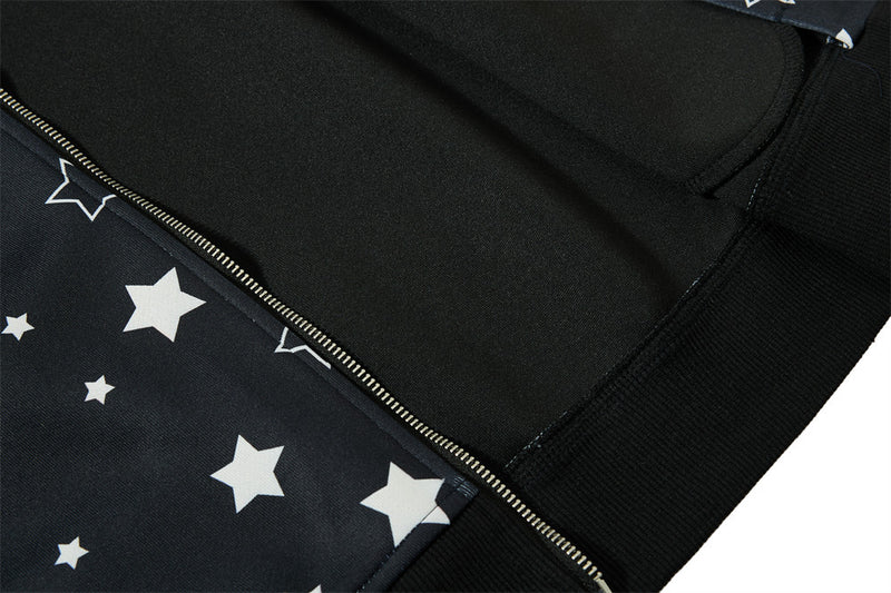 Veste zippée sportive à col montant et imprimé étoiles — Survêtement streetwear oversize