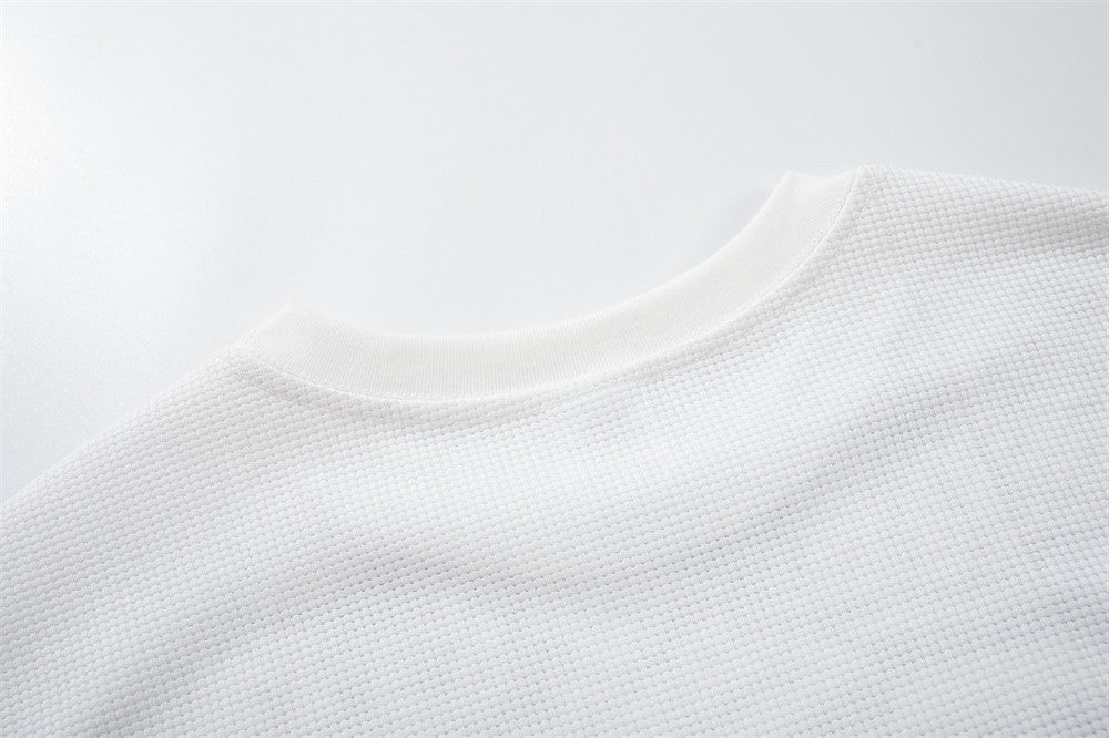 Labyrinth Double Eagle Crest Graphic Long-Sleeve Tee – White Waffle-Knit