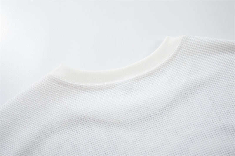 Labyrinth Double Eagle Crest Graphic Long-Sleeve Tee – White Waffle-Knit