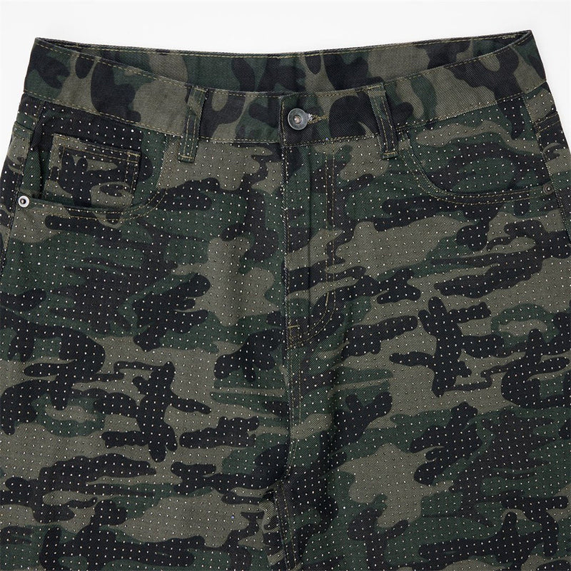 Camo-Hose mit weitem Bein und durchgehendem Strassdetail